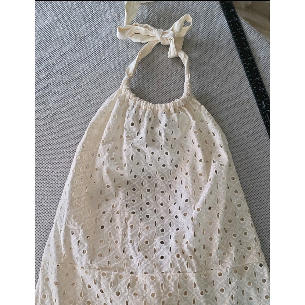 Vitamin A 100% Cotton Halter Maxi Length Plunging Back Swimsuit Coverup XL (475)